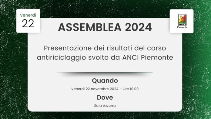 Presentazione dei risultati del corso antiriciclaggio svolto da ANCI Piemonte