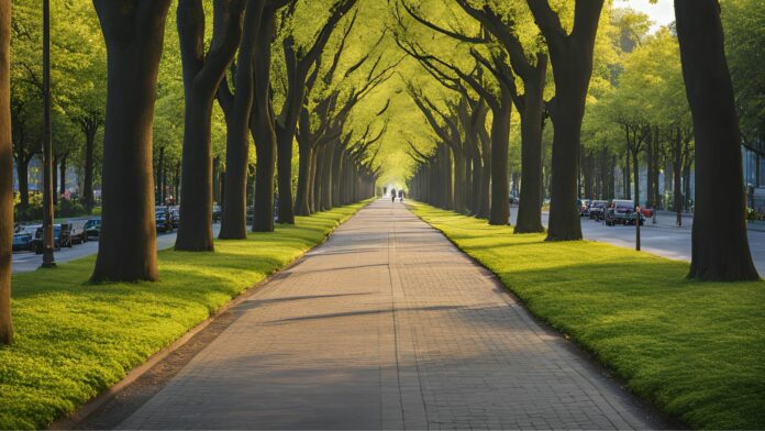 Strada città alberi